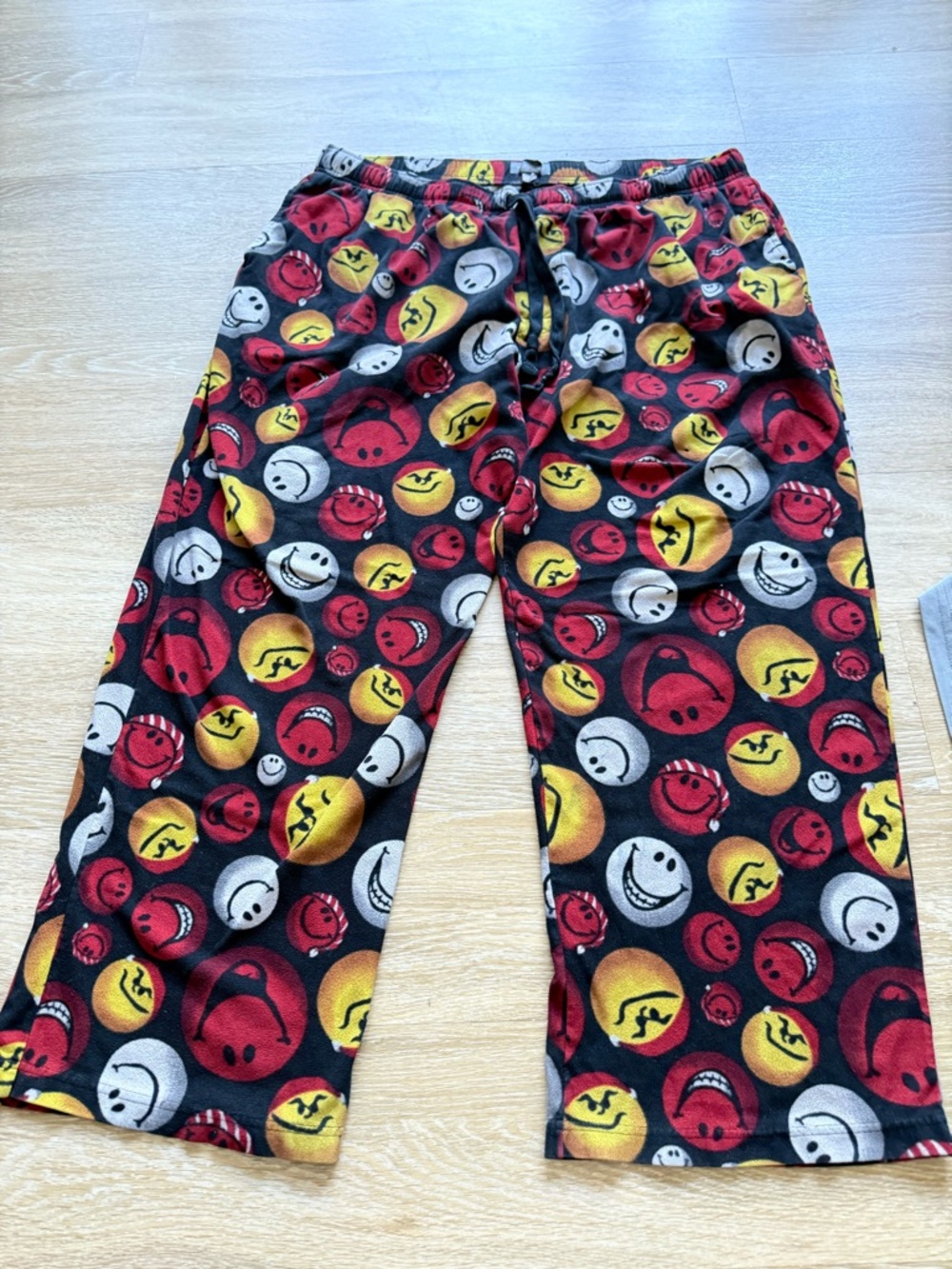 Black Emoji Print Pajama Pants - Cozy Sleepwear